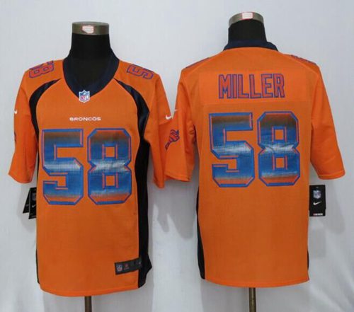  Broncos #58 Von Miller Orange Team Color Men's Stitched NFL Limited Strobe Jersey